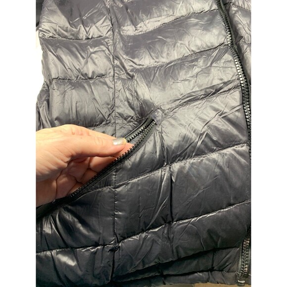 DKNY Down Puffer Jacket Coat Women's XL Black Below The Waist Double Zipper Hood - Picture 9 of 12